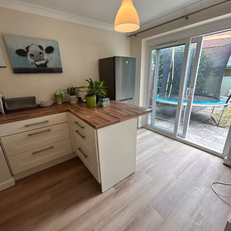 Kitchen completed in Woodlands luxury vinyl tiles