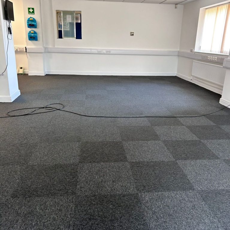 Carpet tiles installed ready of office set up