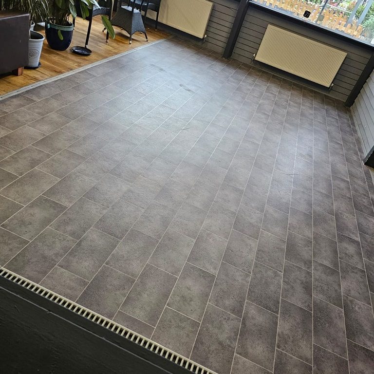 Cafe flooring in seating area